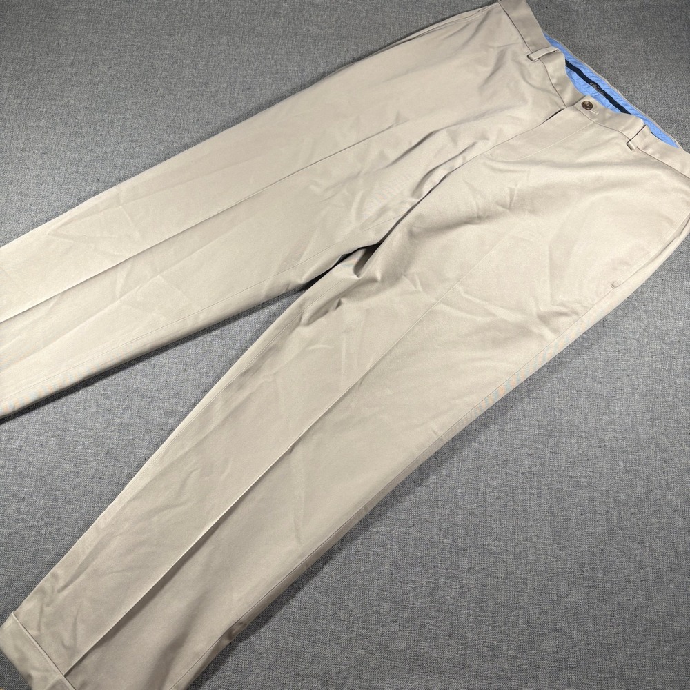 Brooks Brothers Clark Chino Mens 35x30 Beige Lightweight Cuffed Flat Front